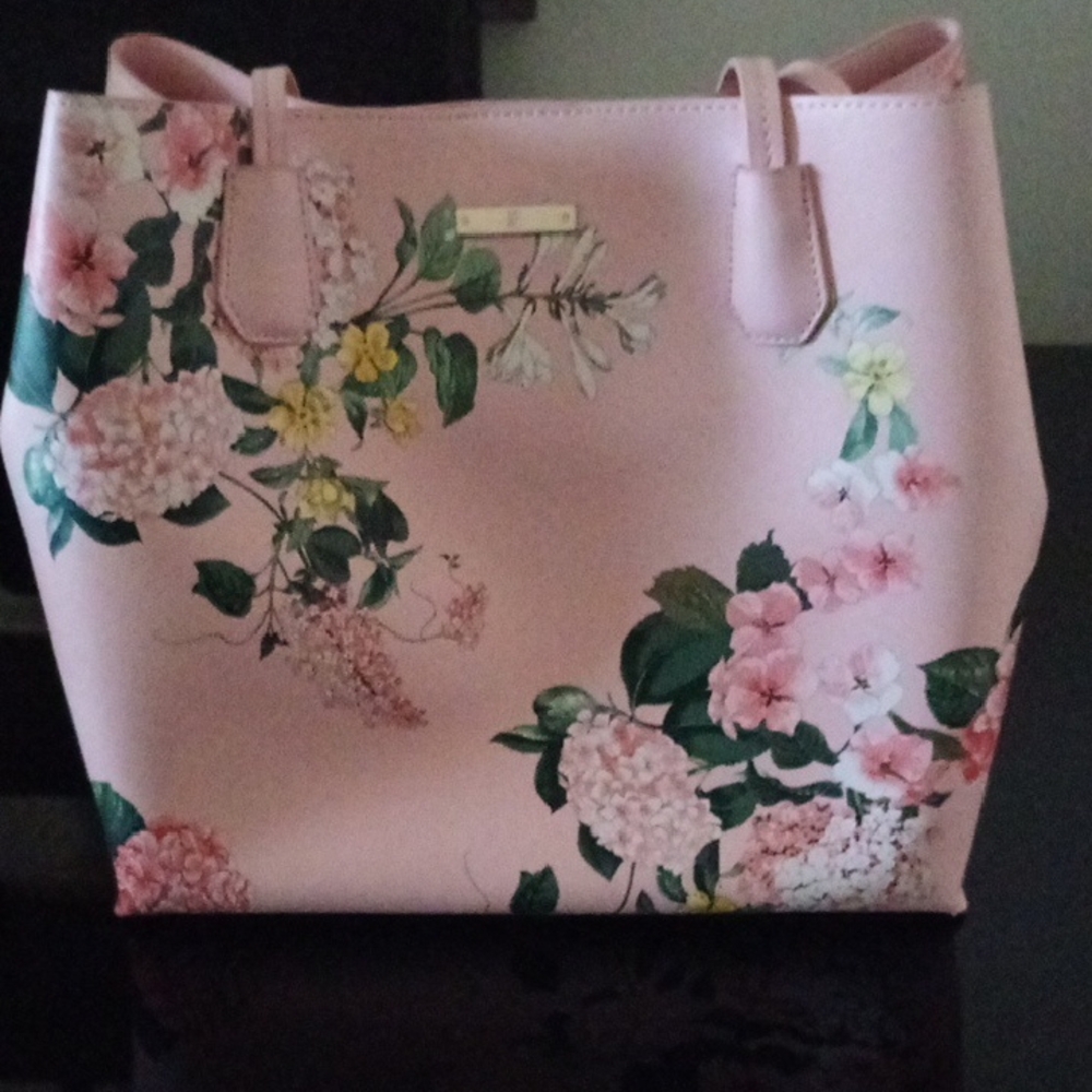 Pink Floral Handbag Faux Leather New York And Company